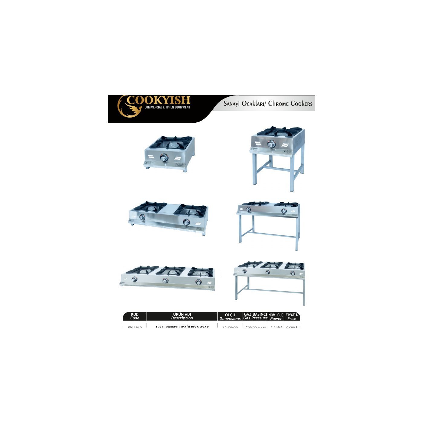 İkili Sanayi Ocağı Kısa Ayak - Cookyish CKH-014